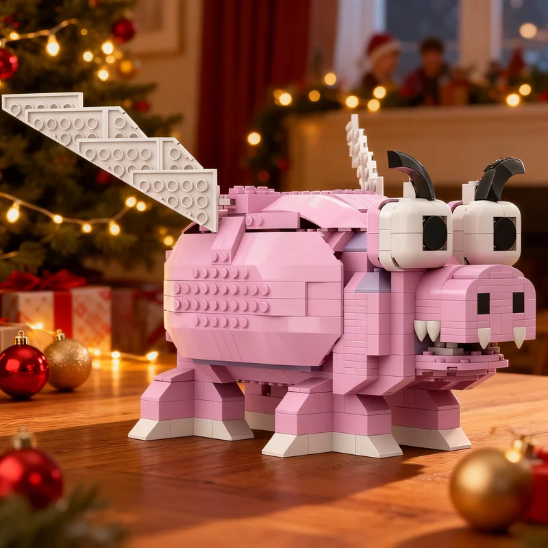 1204pcs MOC When Pigs Fly Art Model Building Blocks Architecture Display Creative Brick Collection Assemble Craft Education