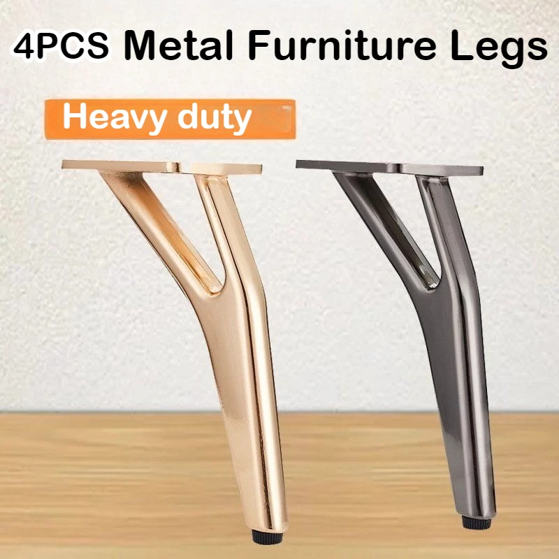 4pcs Modern Y-Shape Metal Furniture Legs DIY Replacements Feet Heavy Duty Tapered Table Sofa Legs Couch Decorative Leg