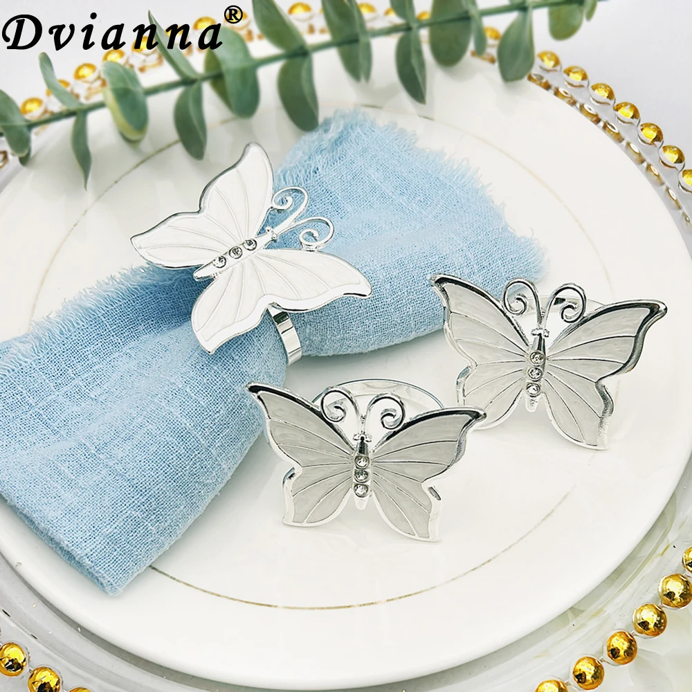 6Pcs Silver Napkin Rings Butterfly Napkin Holder for Dinner Party Summer Wedding Table Decor Family Gatherings Everyday Use