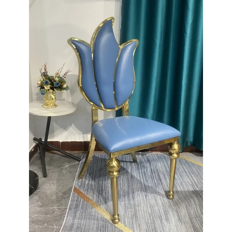 

Light luxury European home size apartment stainless steel gold dining chair banquet hall hotel high-end luxury wedding chair