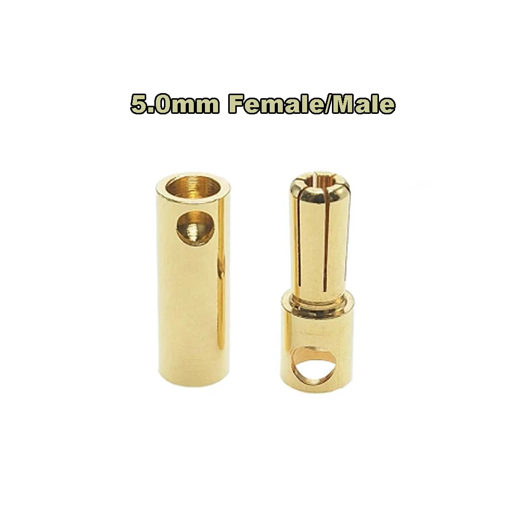 Gold Bullet Banana Connector Plug 2.0 3.0 3.5 4.0 5.0 5.5 6.0 mm For Quadcopter Motor ESC Lipo Battery Connecting Part