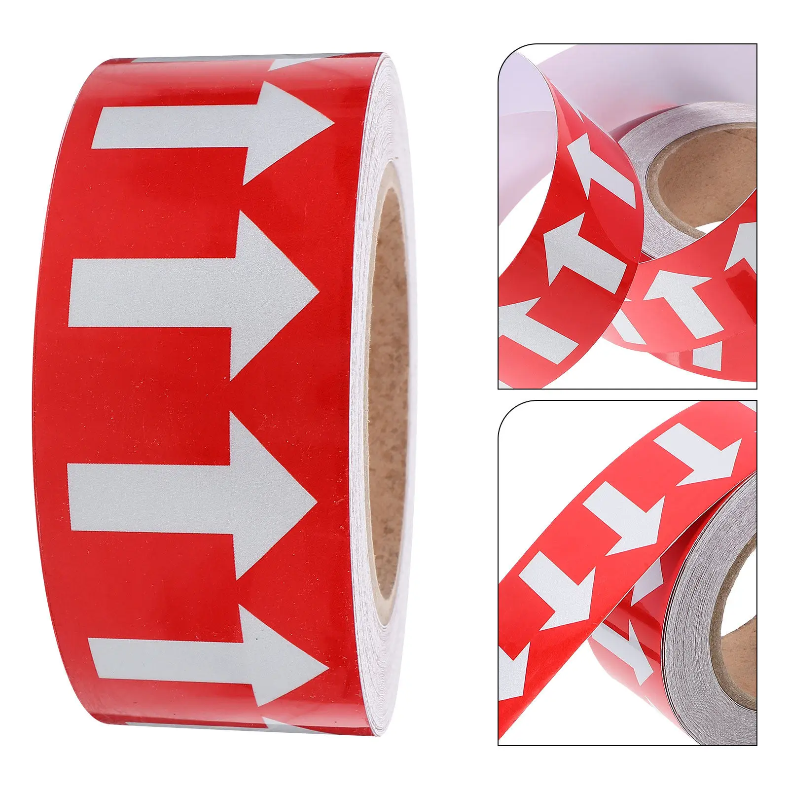 

1 Roll Direction Arrow Sticker Red White Polystyrene Self Adhesive Indicator for Water Gas Oil Pipes Industrial Use