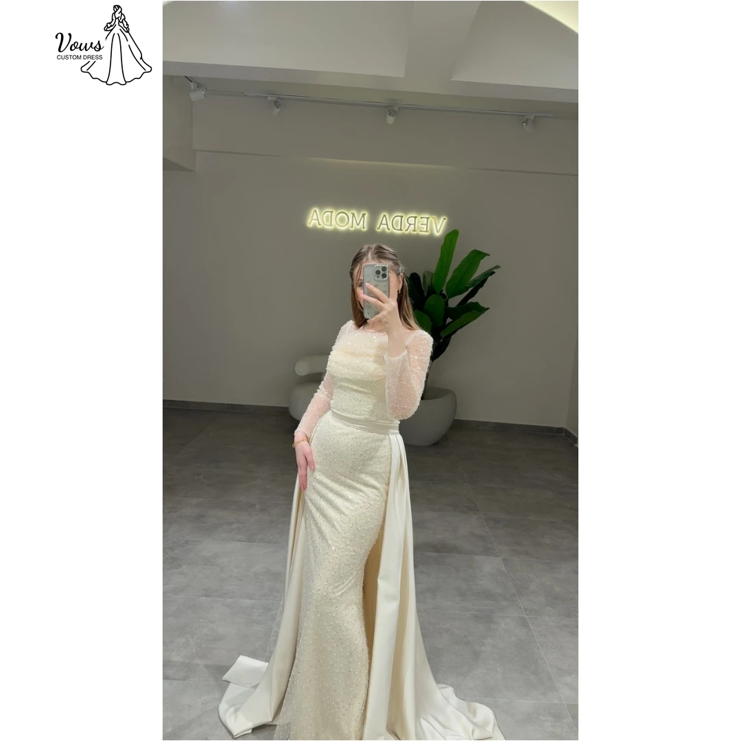

Vows Evening Dresses Wedding Party Dress Round Neck Fishtail Skirt Elegant Party Dresses for Women Luxury Custom Made Shawl Tail