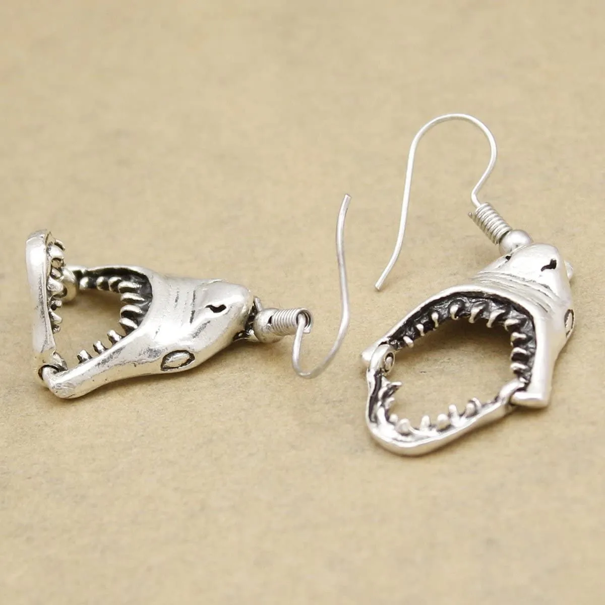 Shark Skull Earrings Halloween Shark Mouth Movable Shark Head Earrings