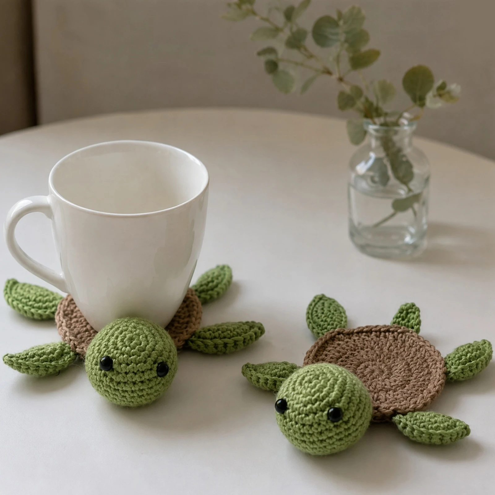 Funny Animal Crochet Coaster Heat Resistant Drink Coaster Knitting Turtle Coasters Table Placemats Home Decor Gift