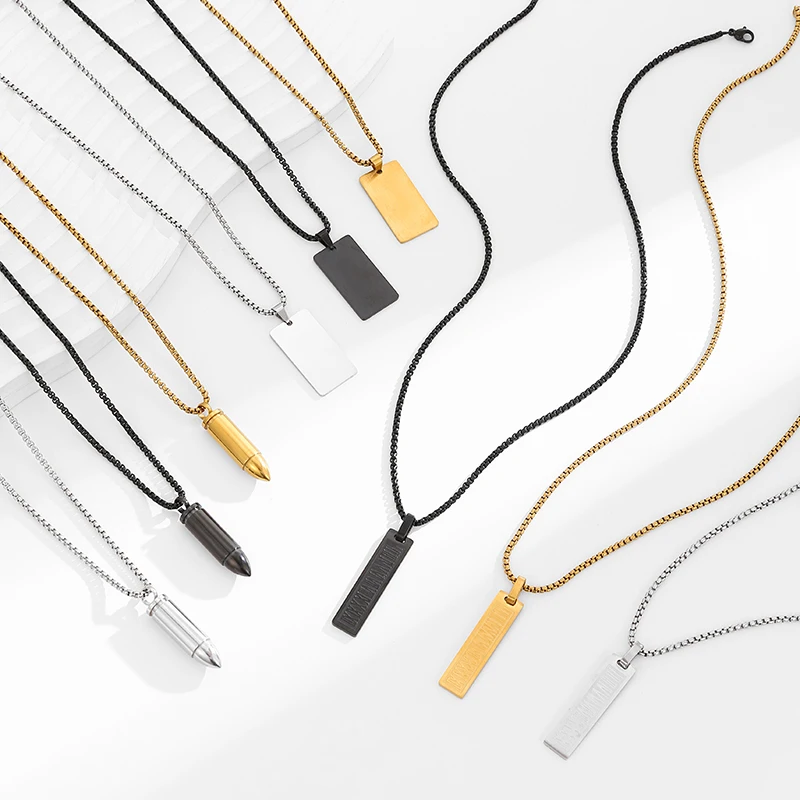 ROXI | Collar con colgante geométrico de acero inoxidable para hombre, joyería de Hip Hop para fiesta, Punk negro, gran oferta, venta al por mayor