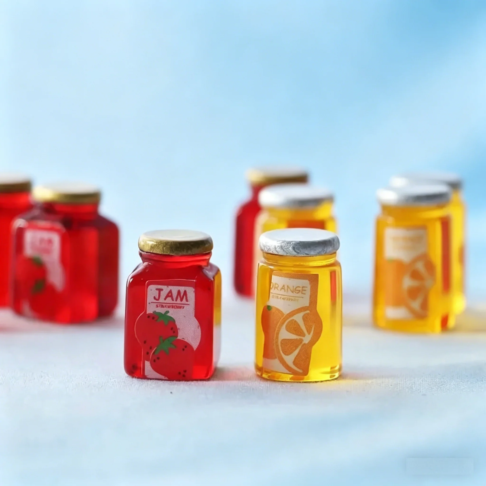 Juego de 5 Frascos de Resina a Escala 1:12 para Miel, Té y Mermelada, Decoración de Simulación para Cocina de Casa de Muñecas