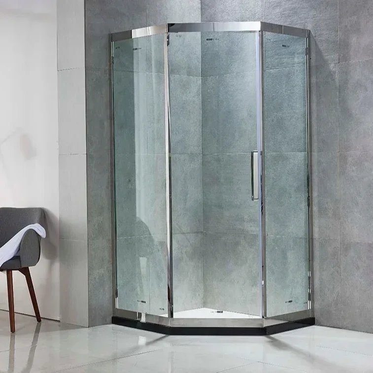 Aiweiluo Simple Sliver Sliding Bathroom 8MM Tempered Glass Shower Enclosure Shower Door