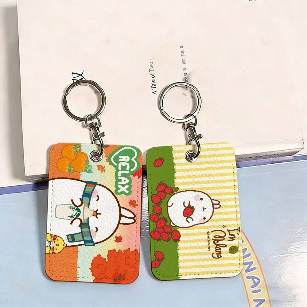 Cartoon Cute M-Molang Personalised Print Card Holder Suitable for Holder Girls Door Card Case Women Badge Holder Keychain