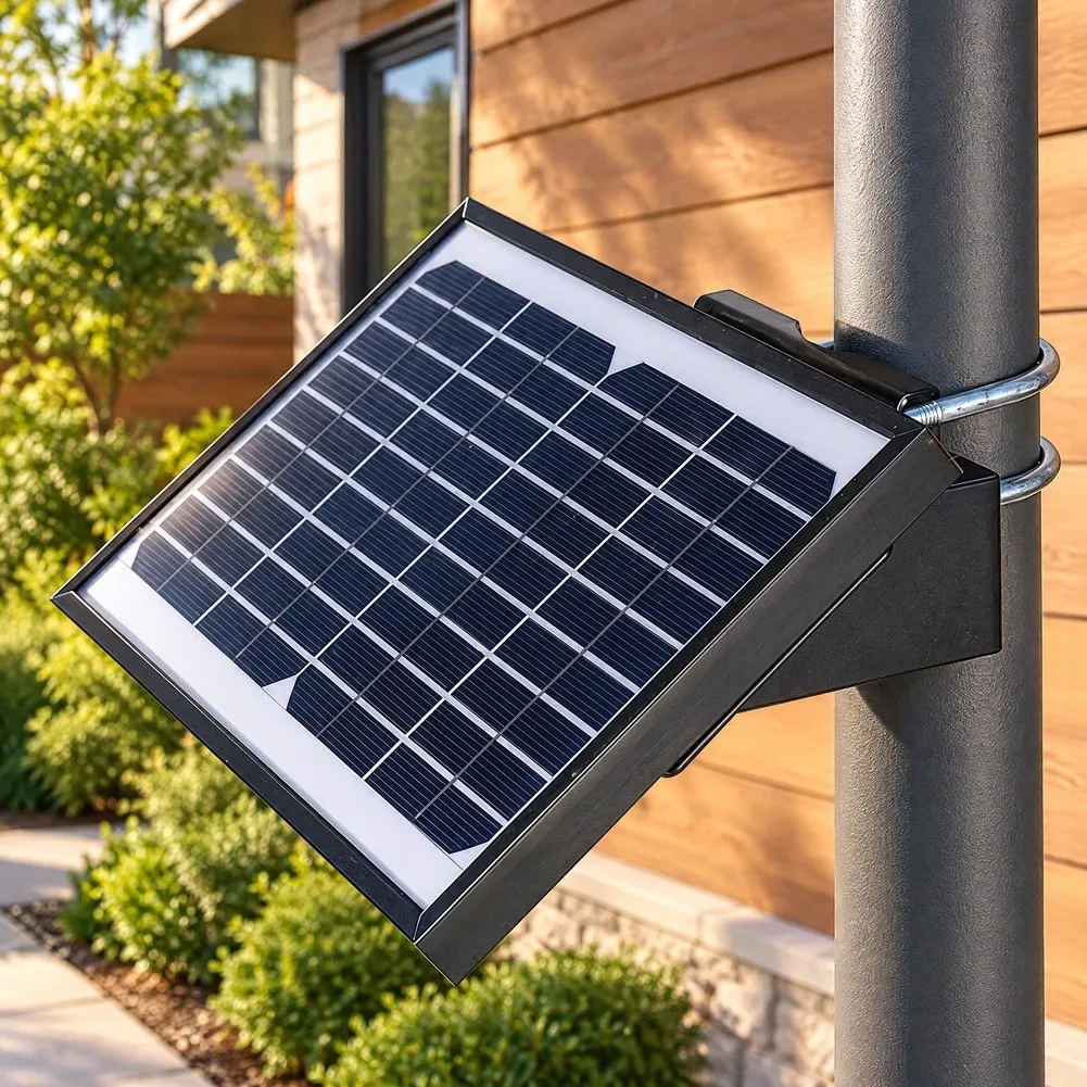 Adjustable Solar Panel Mount Bracket For 3W-15W Modules, Wall Pole Clamp For Street Light= Monitor Pillar, With 35 Degree Tilt