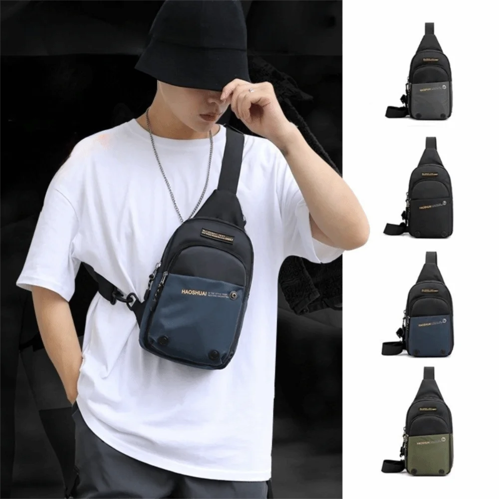

Casual Multifunction Men's Crossbody Bag Waterproof Large Capacity Sports Chest Bag Leisure Sling Nylon Shoulder Bag Unisex