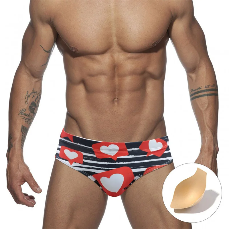 Men's Briefs Underwear Bathing Trunks Swimming Briefs with Cup Quick Dry Close-fitting Beachwear Swim Underpants