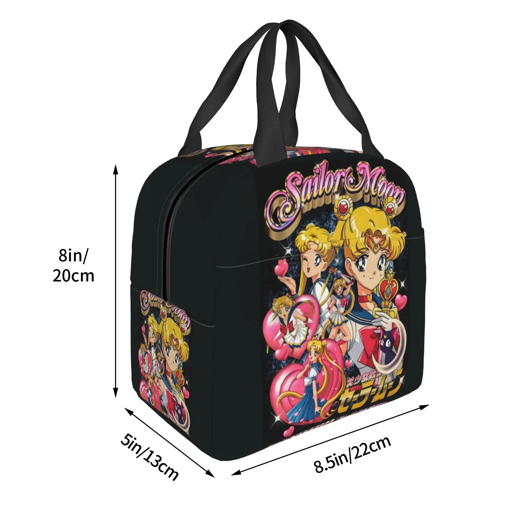 Custom Comic Magic Usagi Tsukino Insulated Lunch Bag for Women Portable S-Sailors M-Moons Luna Thermal Cooler Lunch Box School view 4