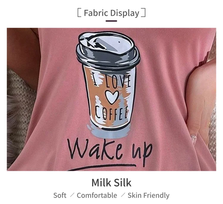 Damen-Sommer-Nachtwäsche, bedruckte Cartoon-Pyjamas, Träger-Nachtwäsche, lässiges und bequemes Hauskleid, Nachthemd. – Detail 8