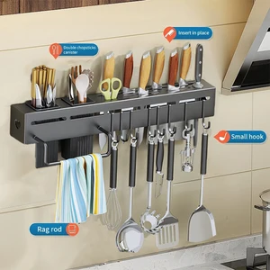 Mutfak Depolama Rafı Duvara Monte çok Fonksiyonlu Depolama Bıçağı Rafı-paslanmaz çelik, çıkarılabilir, çeşitli braketler ve kancalarla En çok satılan 12, picanheira bıçağı-no. 12