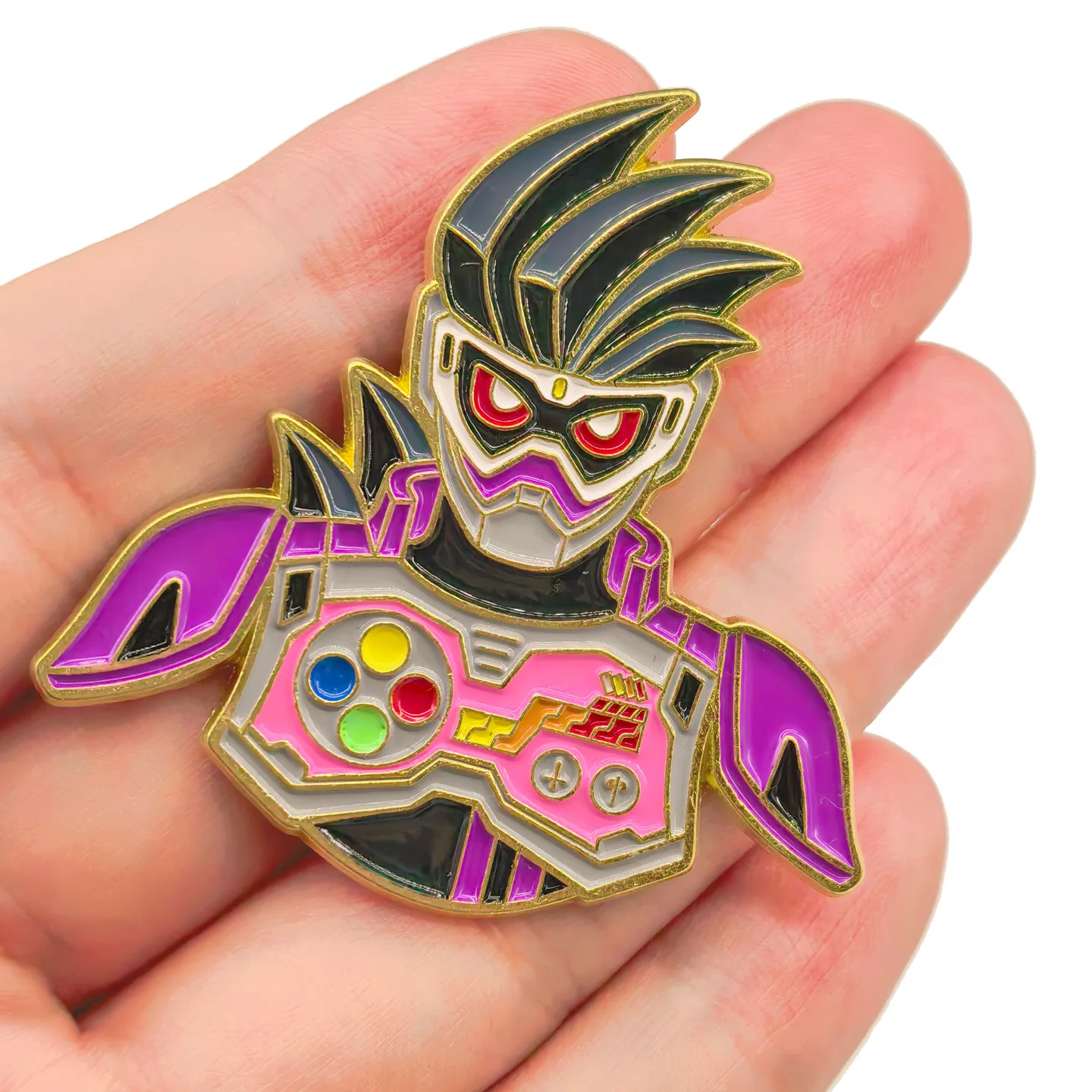 Kamen Rider Ex-Aid Genm Pins Badges Masked Rider Brooches Japanese Tokusatsu Pendant for Backpack Clothing Lapel ACG Cosplay Toy