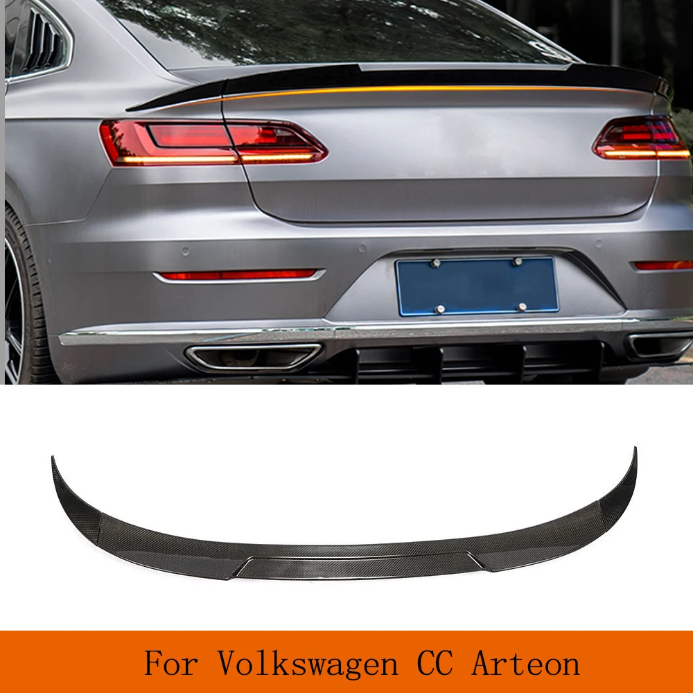 Real Carbon Fiber Car Rear Trunk Raing Spoiler for Volkswagen VW Arteon CC Hatchback 2019UP Rear Boot Lid Highkick Wing Lip