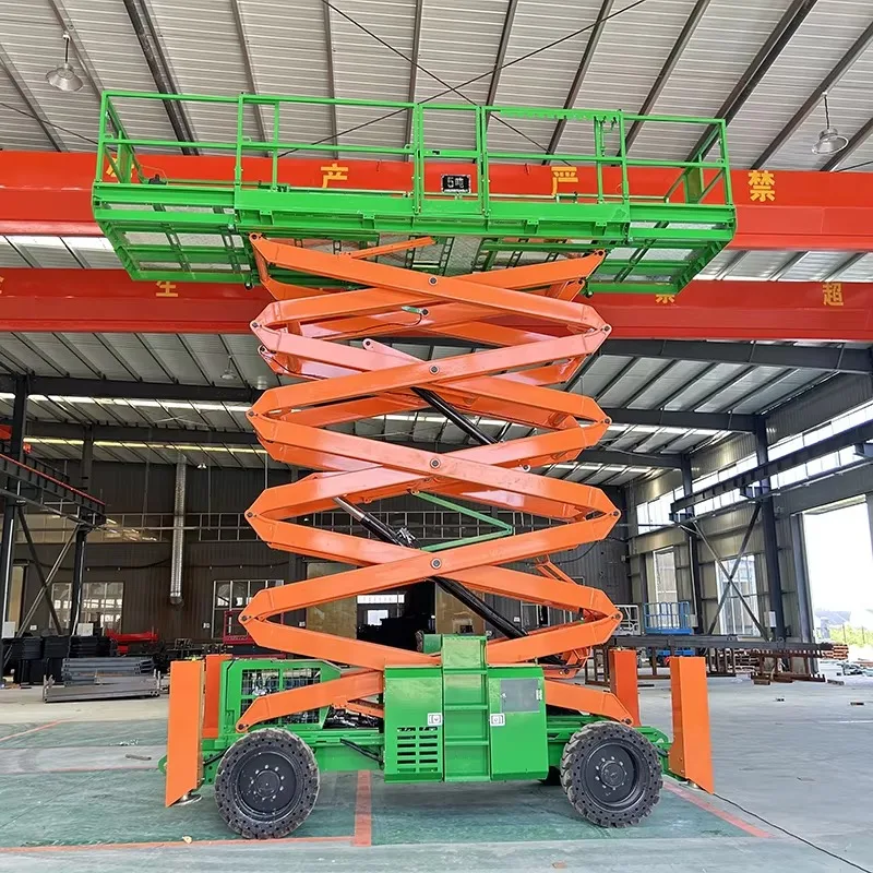 Customized Outdoor Self-propelled Scissor Lift With Off-Road Wheels Electric Power 10m Max Height 680kg Load Capacity