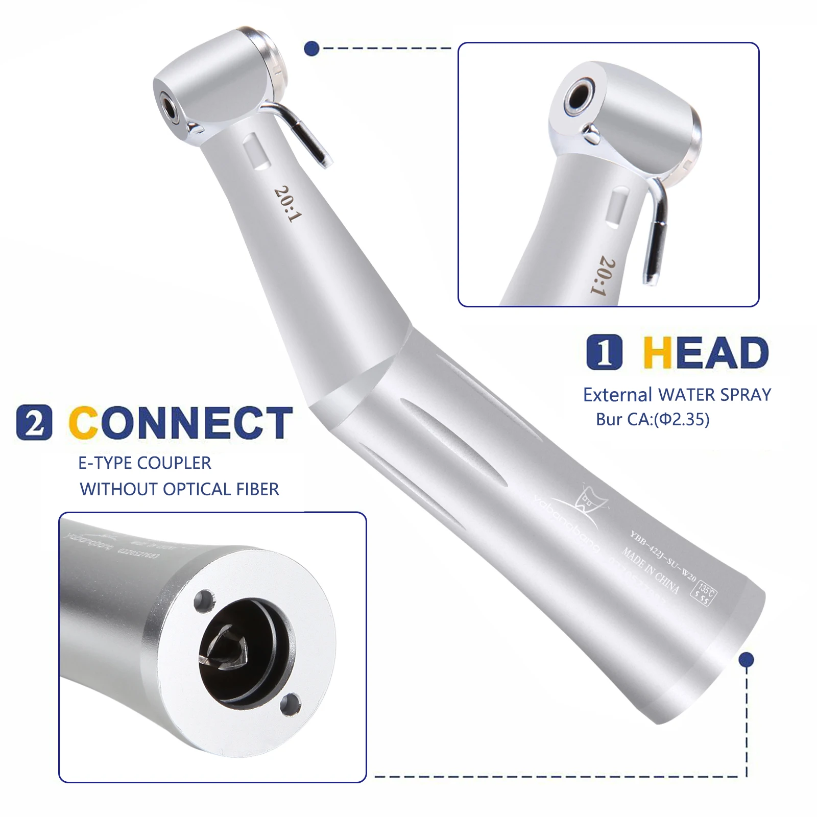 Dental 20:1 Implant Contra Angle Surgery Handpiece Push Button External Spray NSK SG20 Style