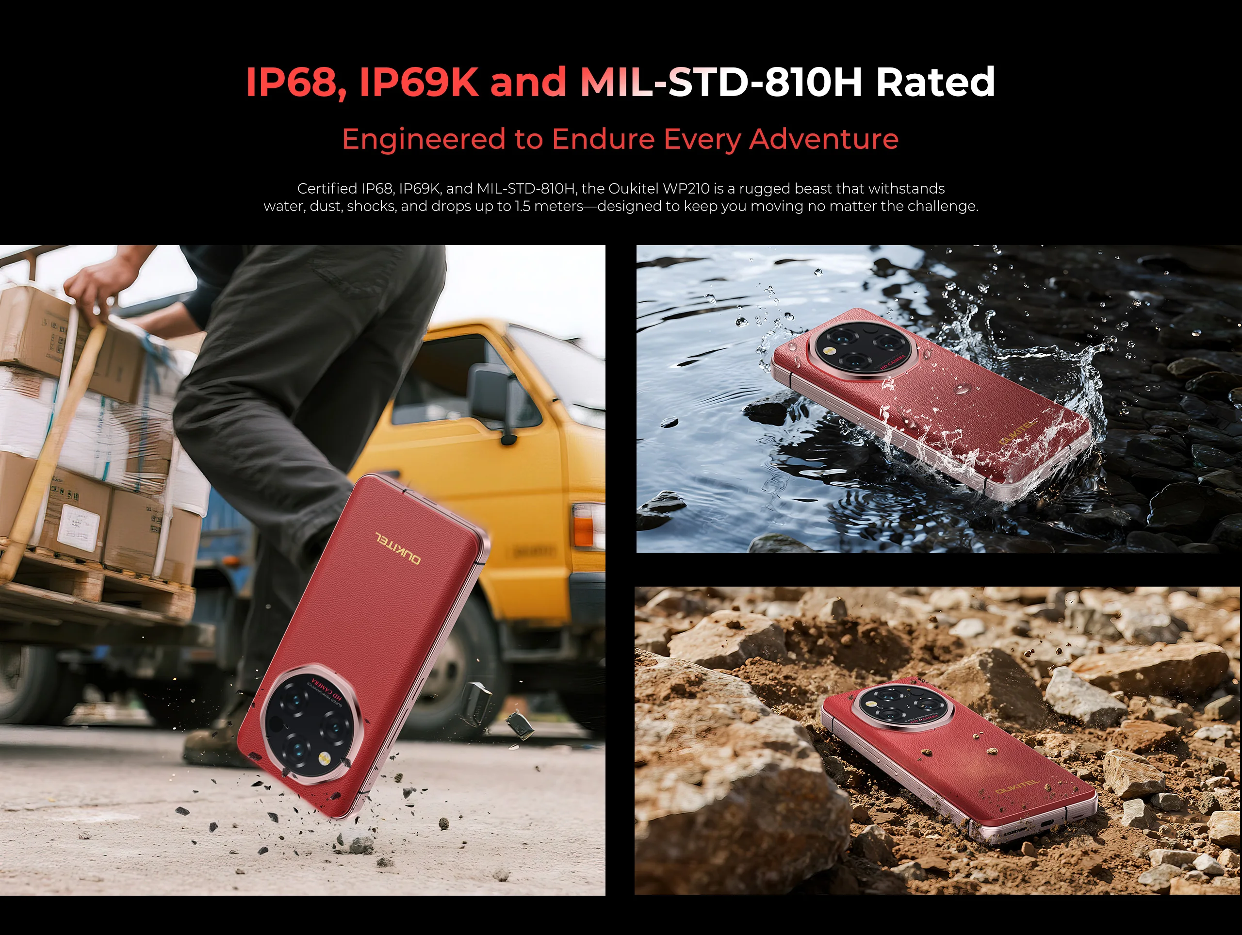 NEW OUKITEL WP210 Rugged Phone 6.7" MTK Dimensity 8200 NFC 36GB+512GB 8800mAh 45W 108MP Android15 5G WIFI6 120Hz IP68 Smartphone
