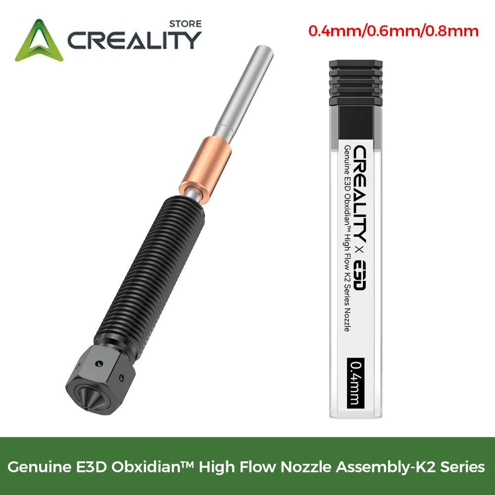 

Creality Genuine E3D Obxidian ™ Узел сопла с высоким расходом 0,4 мм/0,6 мм/0,8 мм-K2 серии для деталей 3D-принтера K2 Plus_Creality Hi
