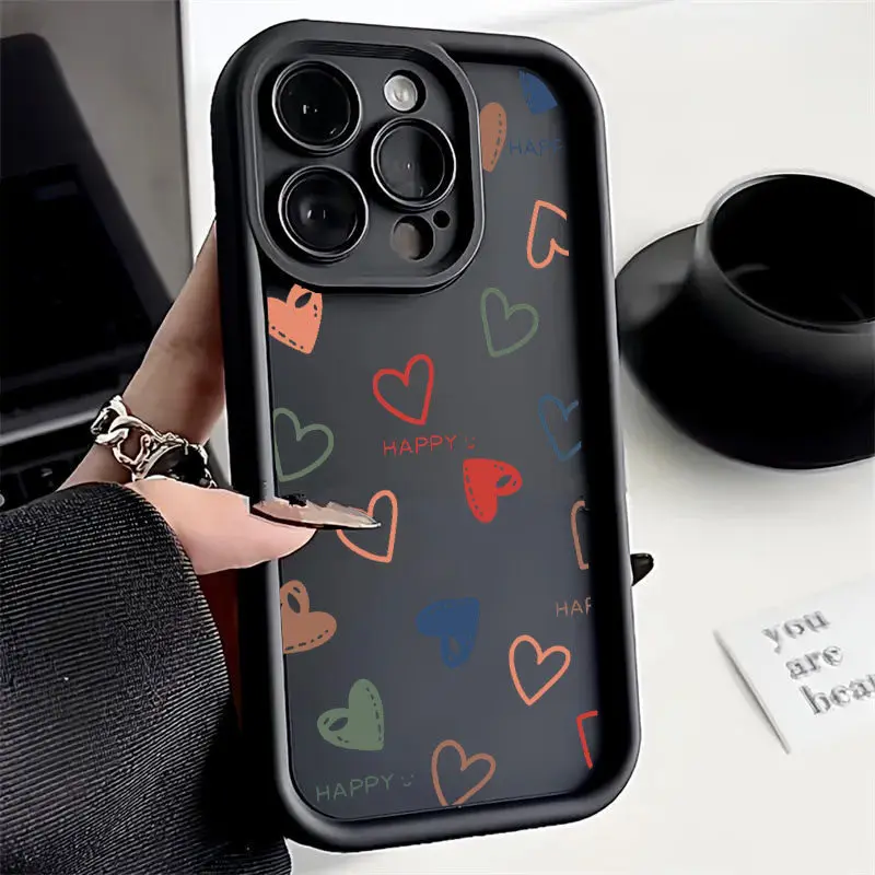 حافظة ملونة على شكل قلب الحب لهاتف Xiaomi MI 14T Pro 13 12 11 Lite 5G NE 12T 13T 14 POCO X6 X5 X3 F5 Pro F3 GT F4 M3 M6 Pro
