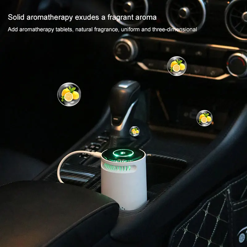 Portable Car Air Purifier Negative Ion & HEPA Filter Low Noise DeodorizerDust Smoke Removal Compact Design for Car Home Use