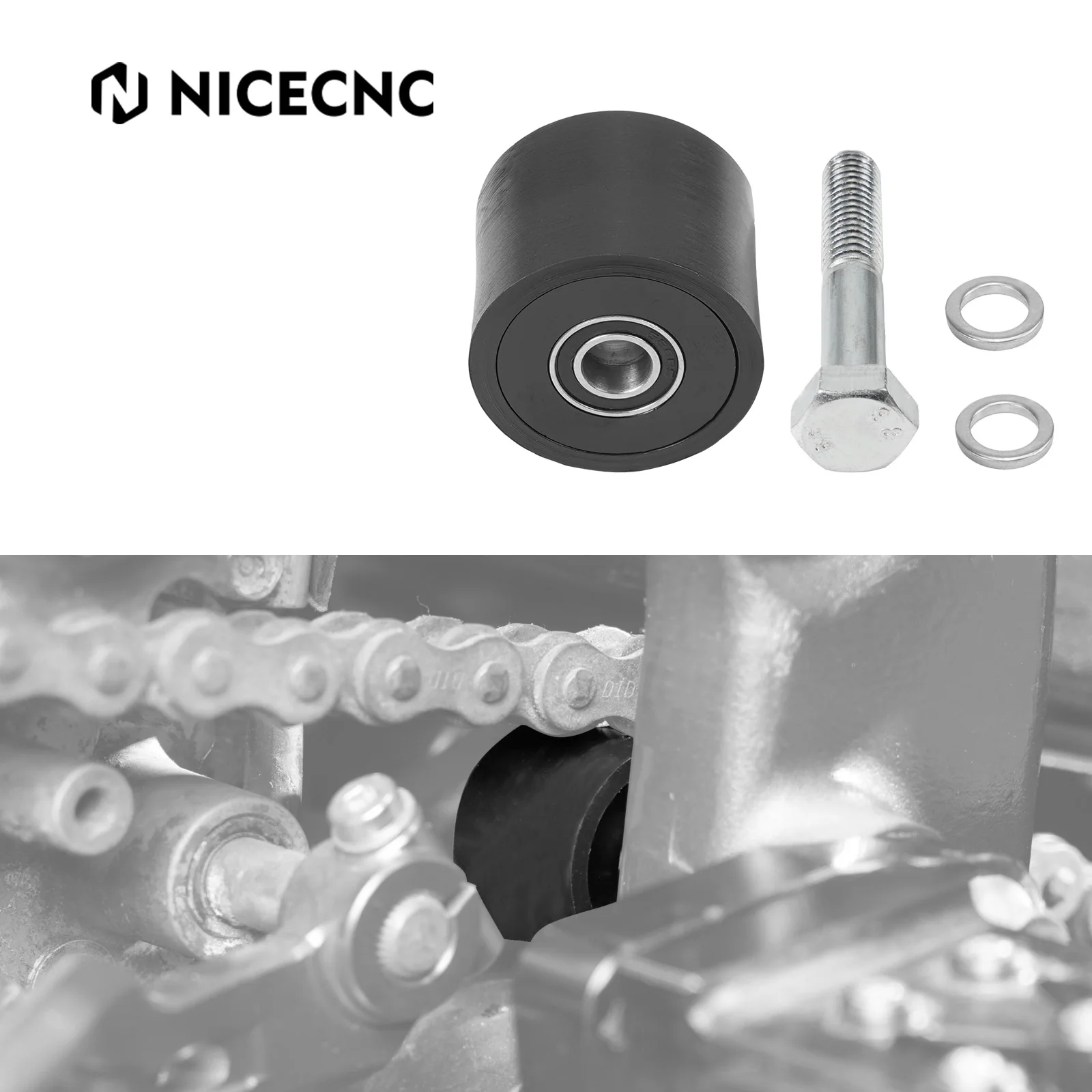 

NICECNC Chain Roller For Yamaha Raptor 700 125 250 700R 700RSE 4D3-22178-00-00 Aluminum Alloy & Polyurethane ATV Chain Parts