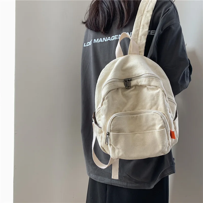 Mini mochila japonesa para mulheres, mochila escolar pequena, bolsa de viagem casual de lona retrô, simplicidade feminina