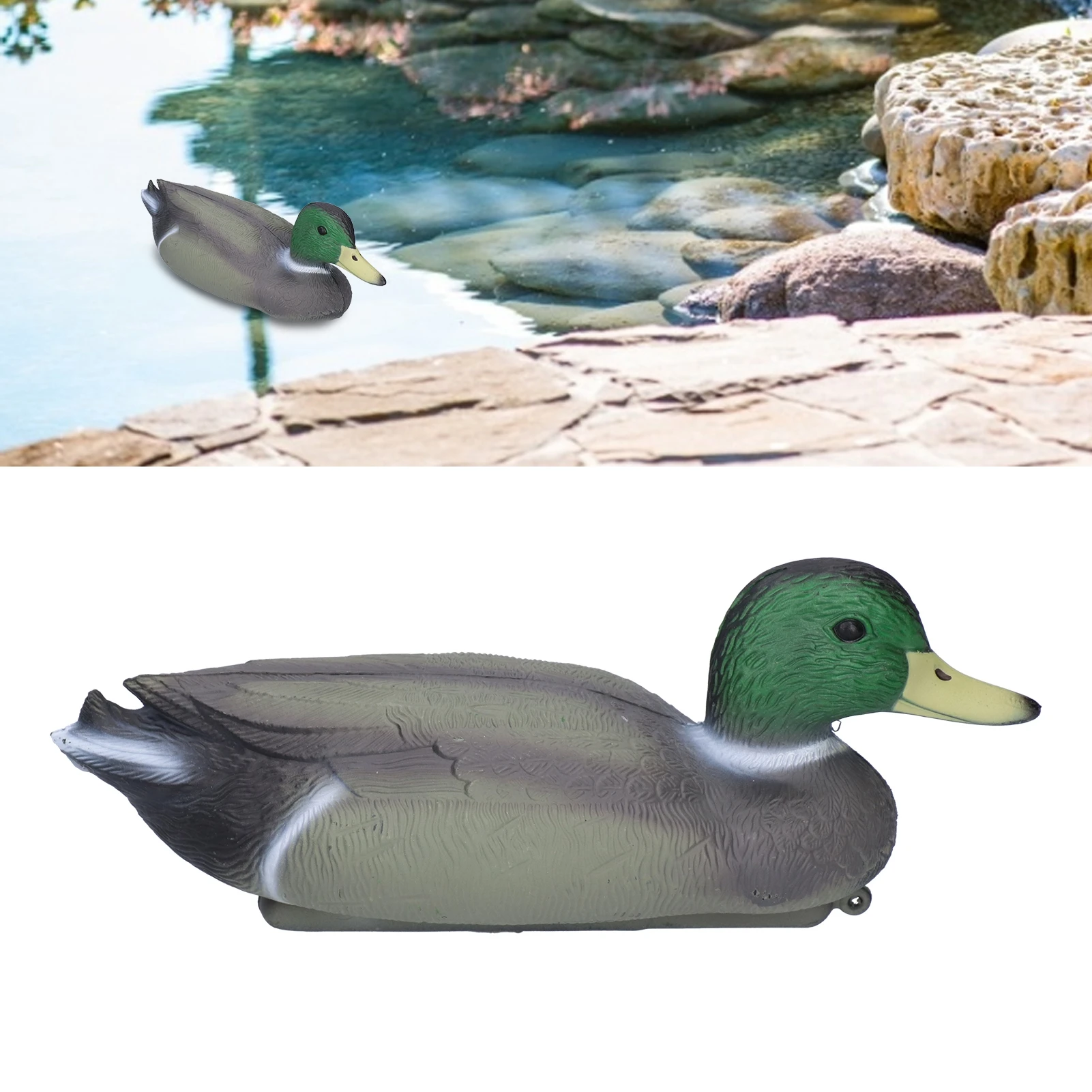 Pato de plástico flotante de simulación para exteriores, decoración de jardín, 34,5x13cm