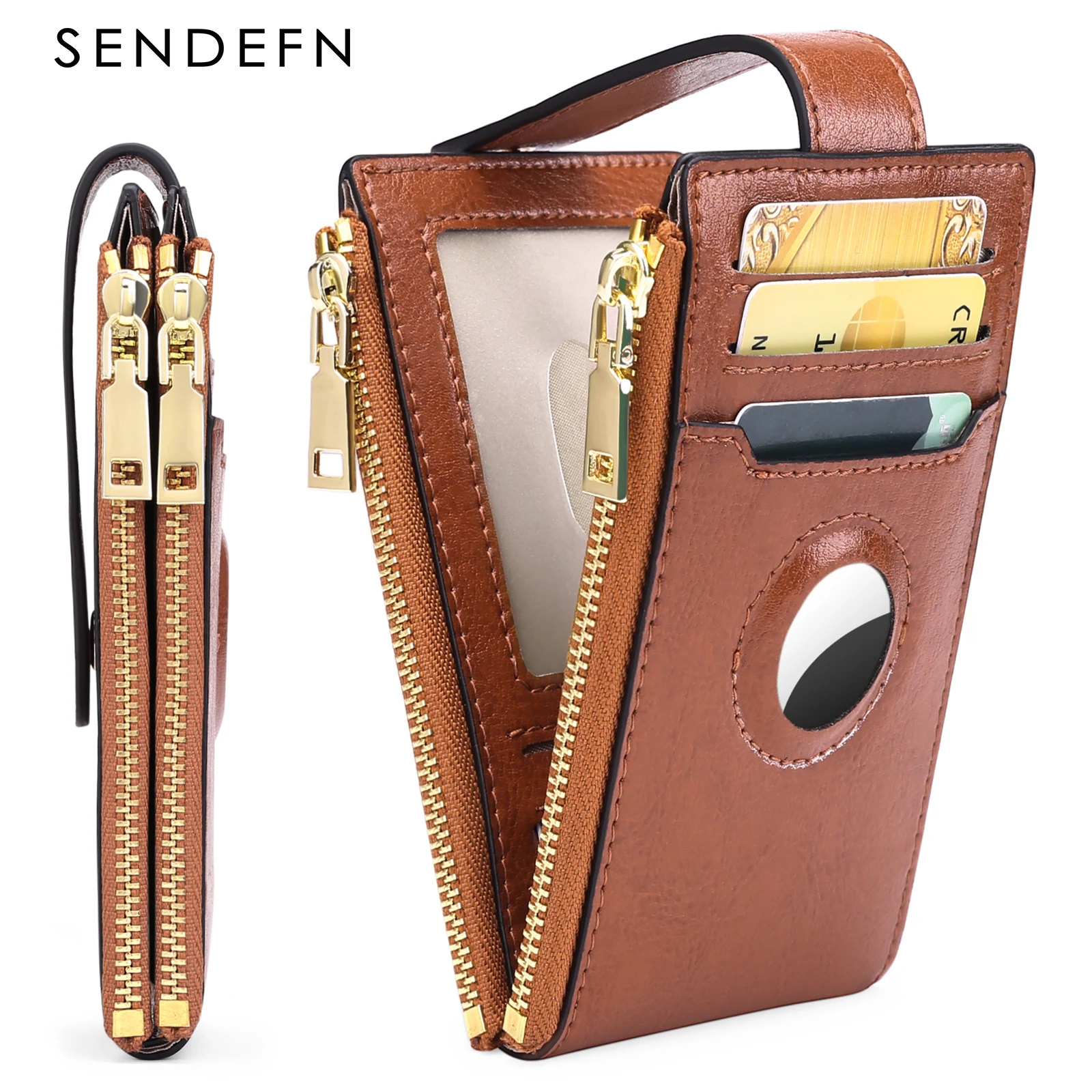 SENDEFN Vintage Leather Card Bag Women's Multi Card RFID Card Case Fashion And Wallet Women Large Capacity Zero Wallet 1387