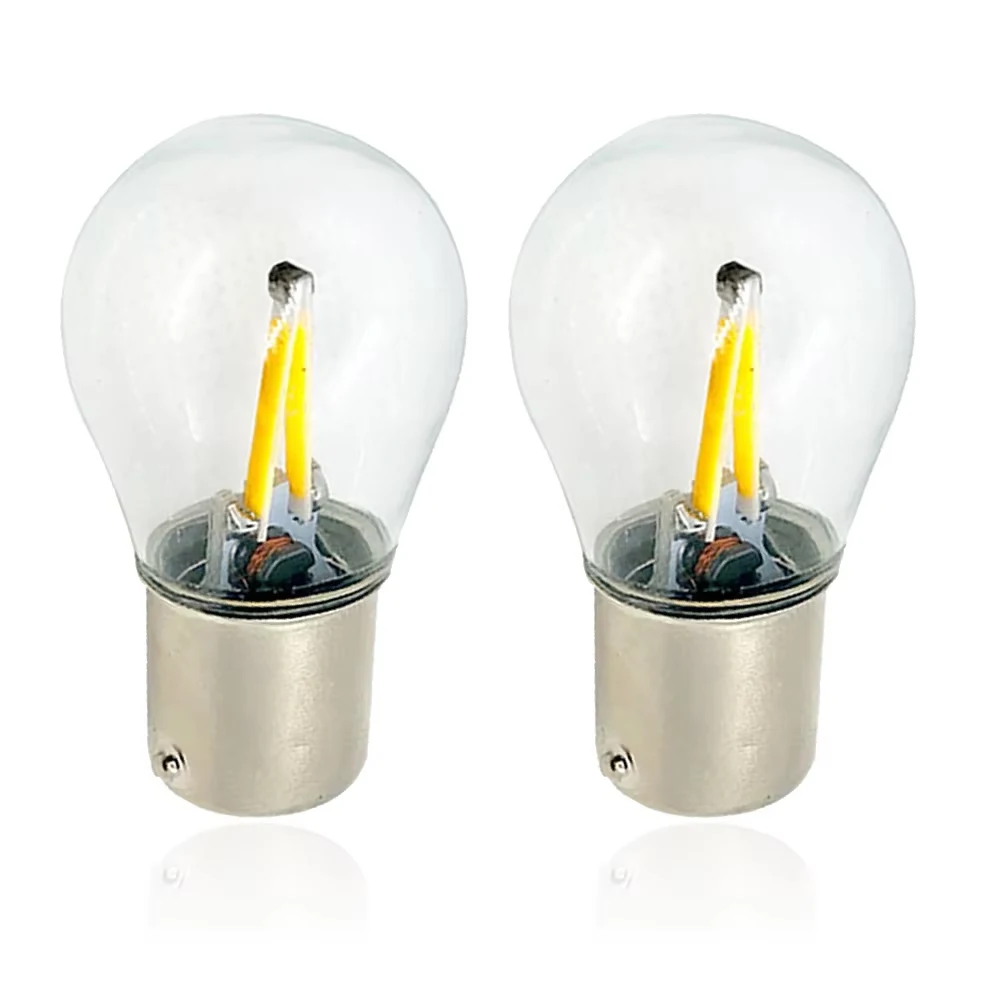 2 PCS 1156 BA15S BAY15D 1157 BAU15S 2 COB Car LED Filament Turn Signal Light Parking Reverse Bulb 12V DC Warm White Lamps