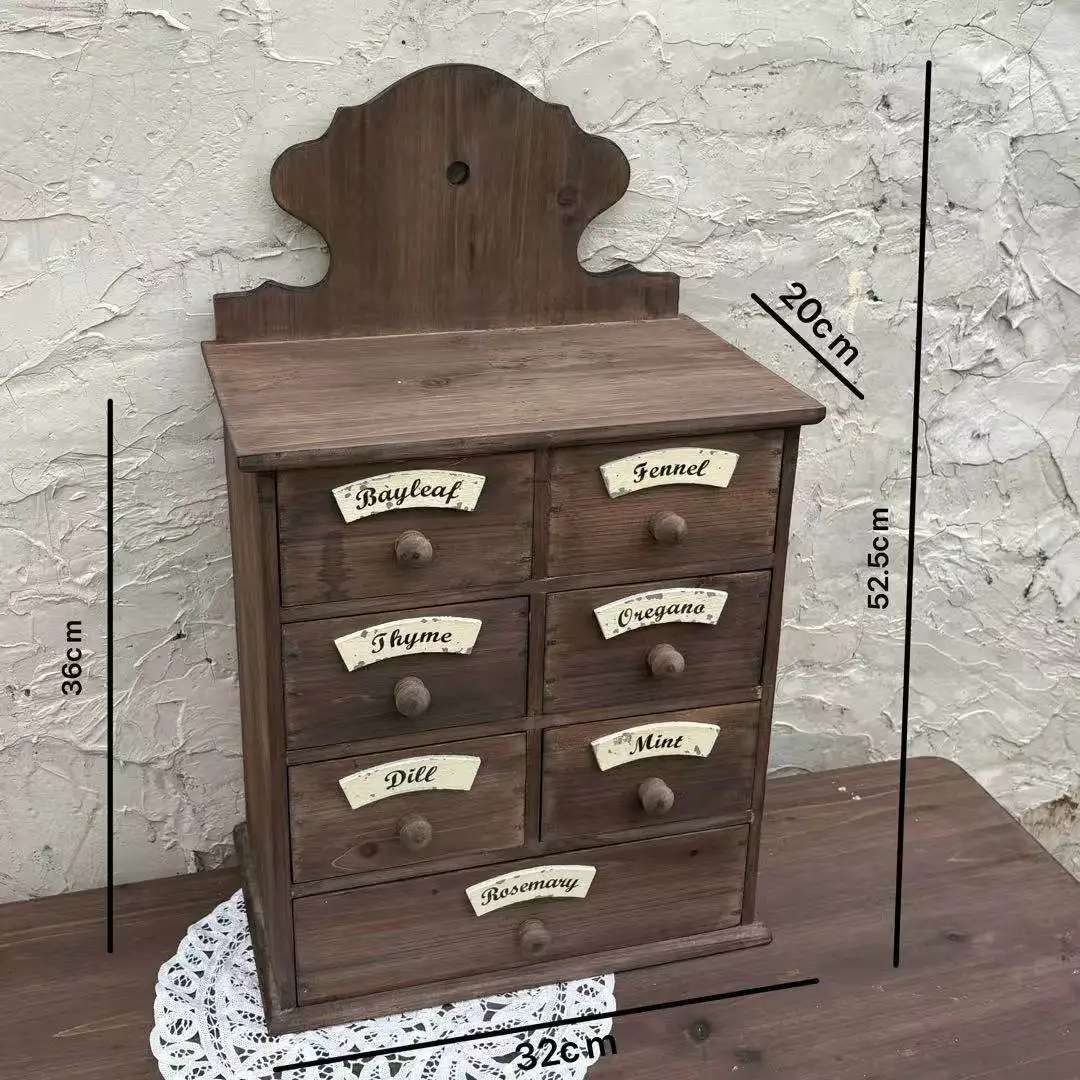 Vanilla Cabinet Retro Old Solid Wood Garden Decorative Bucket Cabinet Storage Drawer Desktop Cabinet Storage Box