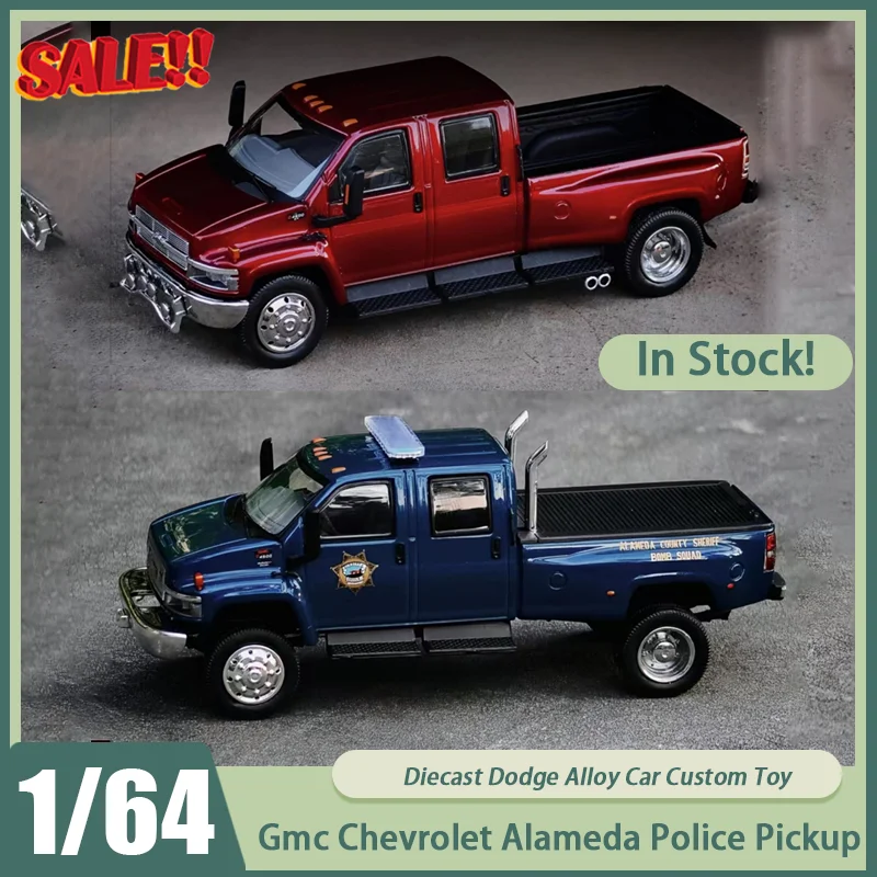

Новинка в наличии Goc Mk Gmc 1:64 Chevrolet Topkick Alameda Полицейский пикап Сингапурский выставочный автомобиль из сплава Миниатюрная литая под давлением игрушка на заказ