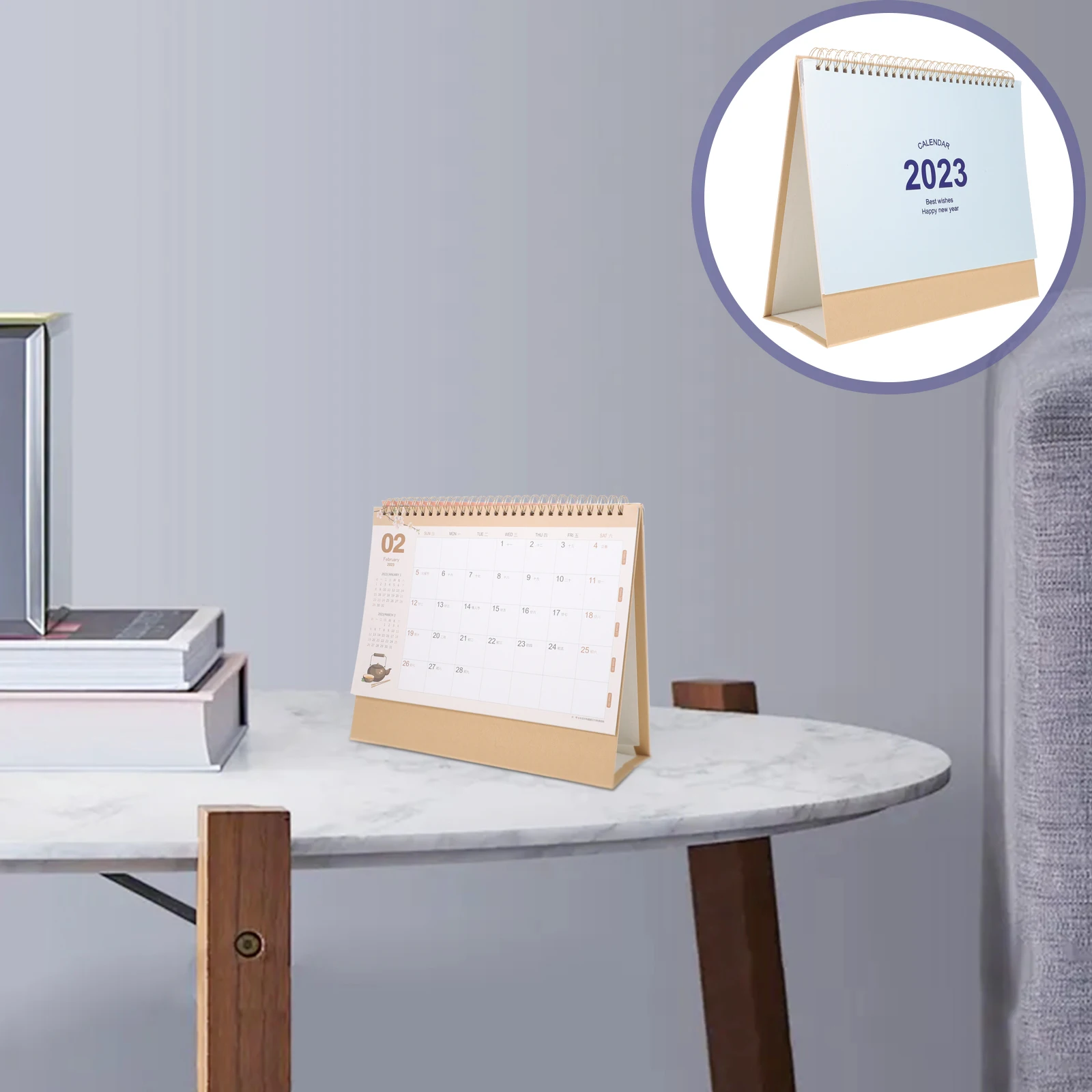 Large Grid Monthly Calendar Desk Paper Iron Blue Decorative Standing Office Home Tabletop Planner Scheduling Tracking Daily Life