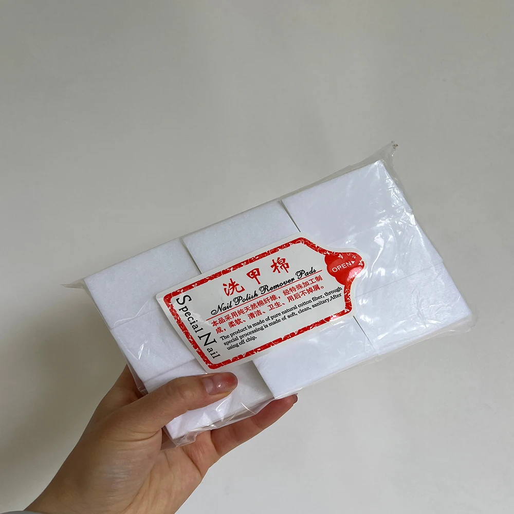 Wholesale 500pc Cotton Gel Nail Polish Remover Wipes Beauty Salon Use Non-Woven Nail Cleaning Pads Lint-Free Nail Polish Remover
