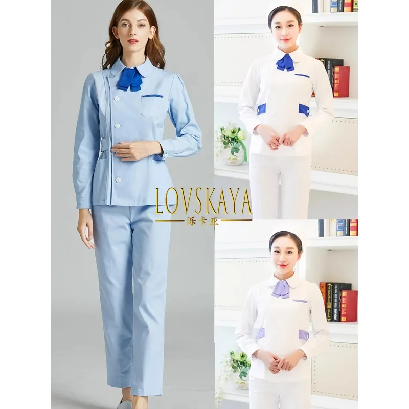 Split long sleeved set women short medical clothing clinic pharmacy hospital beautician work uniform nurse uniform