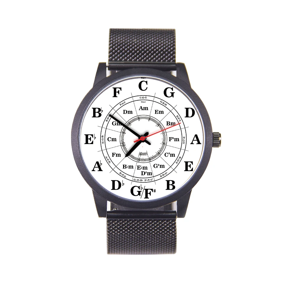 Music Score Watch Men Wristwatch Original Brand Watches for Men Black Men's Watch Free Shipping Silver Musical Talisman Tone