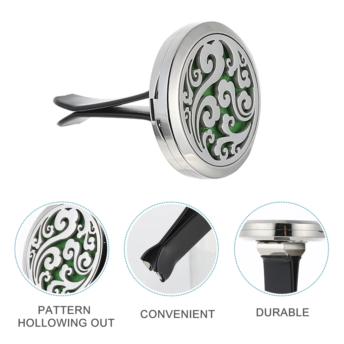 Air Outlet Clip Car Aromatherapy Diffuser Essential Oil Vent Stainless Steel Hollow Decoration