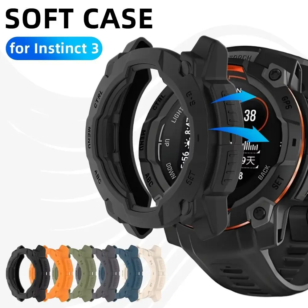 새로운 TPU 보호 케이스 안티 스크래치 중공 프레임 범퍼 45/50MM 엣지 쉘 가민 인스팅트 3 스마트 워치 액세서리