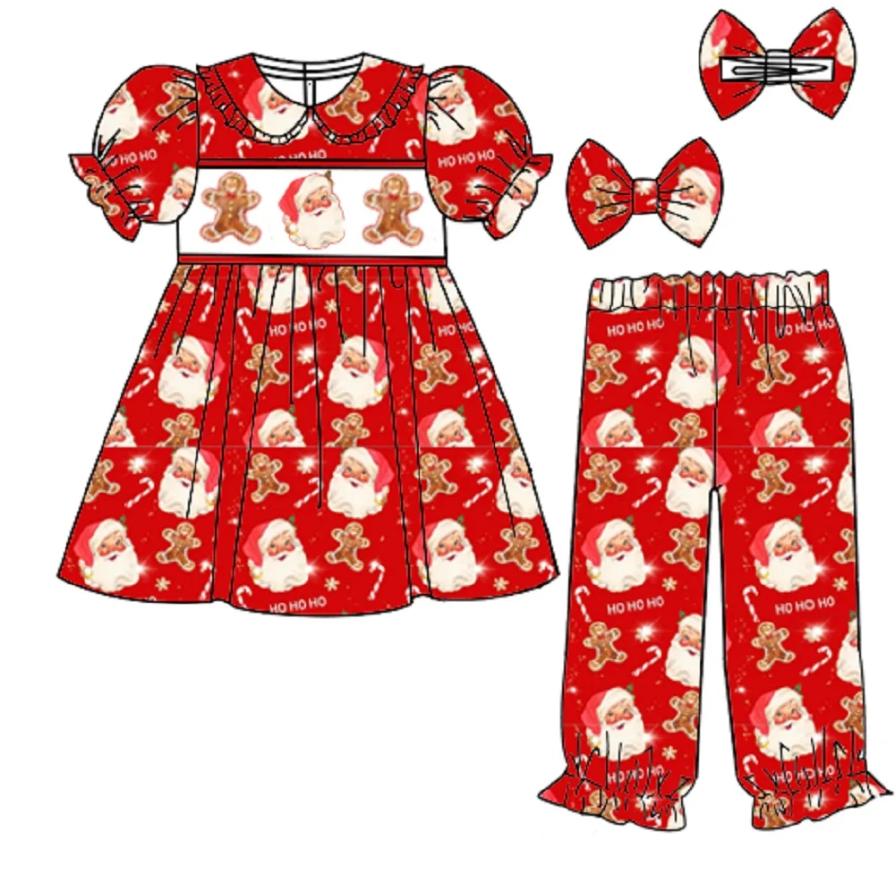 Wholesale Kid Christmas pyjamas set cartoon old man soldier print long sleeve trousers boys short sleeve girls pajamas se