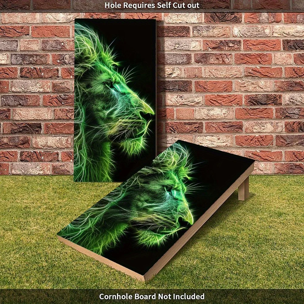 ملصق وجه الأسد الأخضر النيون، ملصق رمل من الفينيل المسطح ثنائي الأبعاد - صديق للميزانية وقيمة عالية، خالي من الفقاعات وسهل اللصق، وات #3