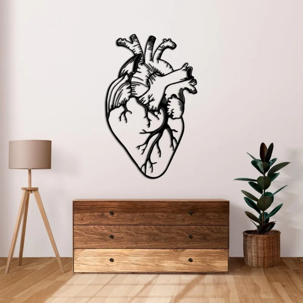 Iron Heart Metal Wall Art, Anatomical Home Decor, Unique Holiday Gift