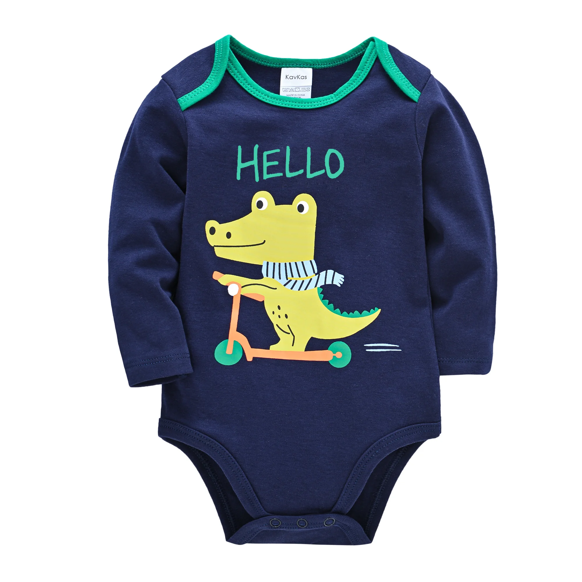 Baby Jungen Bodysuit Langarm 100% Baumwolle 3-teilig Hase Pinguin Alligator Druck Säugling Strampler Einteiler Frühling Herbst Kleidung Jumpsuit – Detail 8