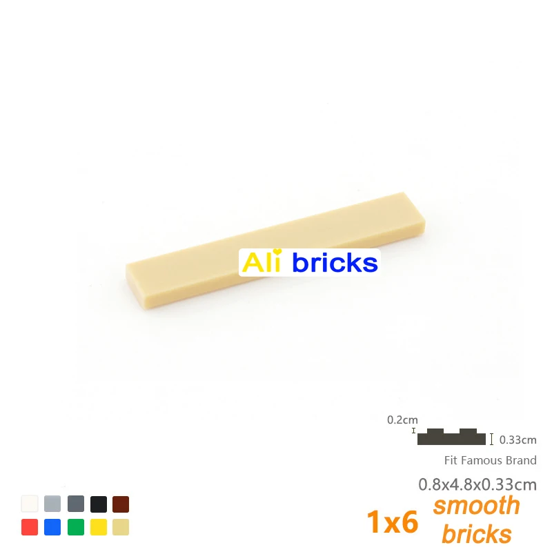 Bloques de construcción lisos para niños, juguete de ladrillos para armar baldosa plana de 1x6, tamaño educativo creativo, Compatible con Bran, DIY, 200, 6636, piezas