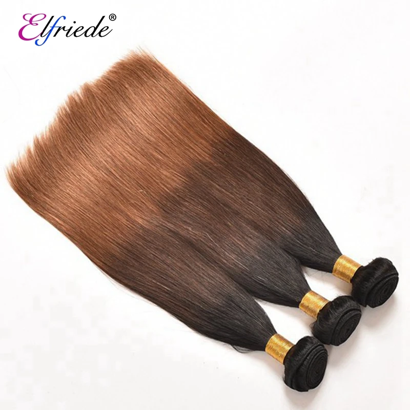 Elfriede #1B/4/30 Straight Ombre Colored Human Hair Bundles Remy Human Hair Extensions 3/4 Bundles Deals Human Hair Sew In Wefts