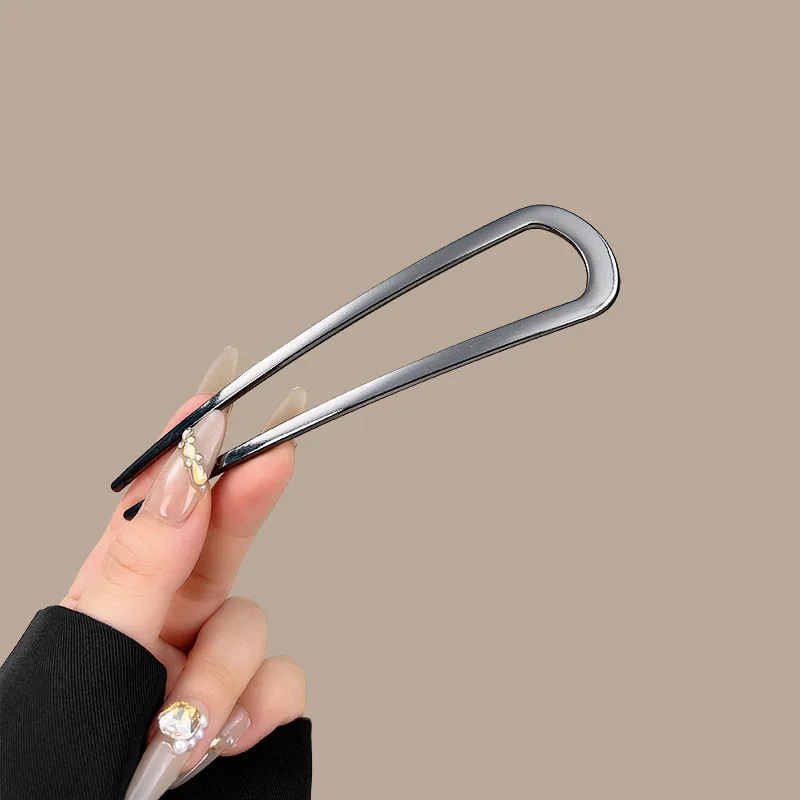 Fourchette à cheveux en forme de U, élégante, couleur or argent, alliage, cheveux longs et épais, chignon, épingle à cheveux française, bâton, accessoires pour cheveux pour femmes et filles