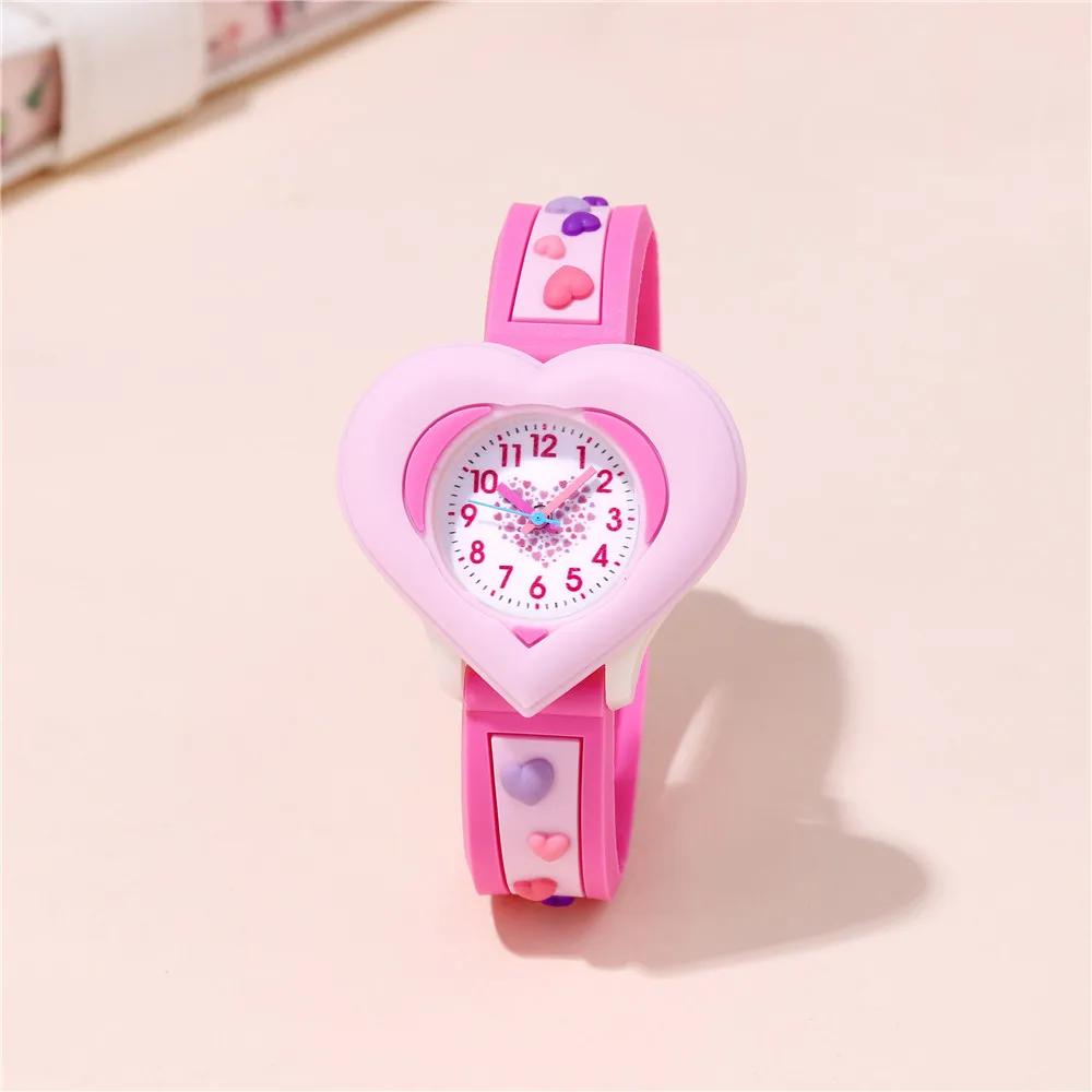 Cute Sweet Heart Dial Silicone Band Girl Children's Cartoon Watch