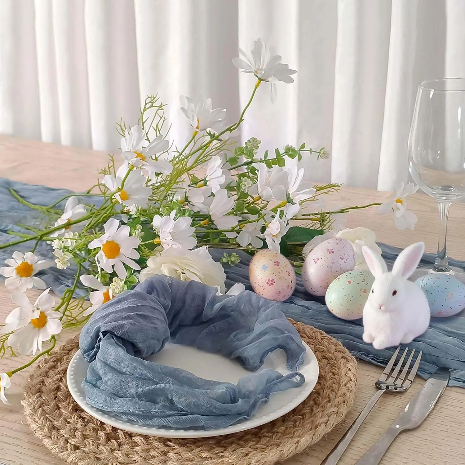 

Скатерть-дорожка из марлевой ткани цвета пыльный синий, 13 футов, и 12 салфеток, в деревенском стиле, для фермерского дома, бохо, свадьбы, детского праздника