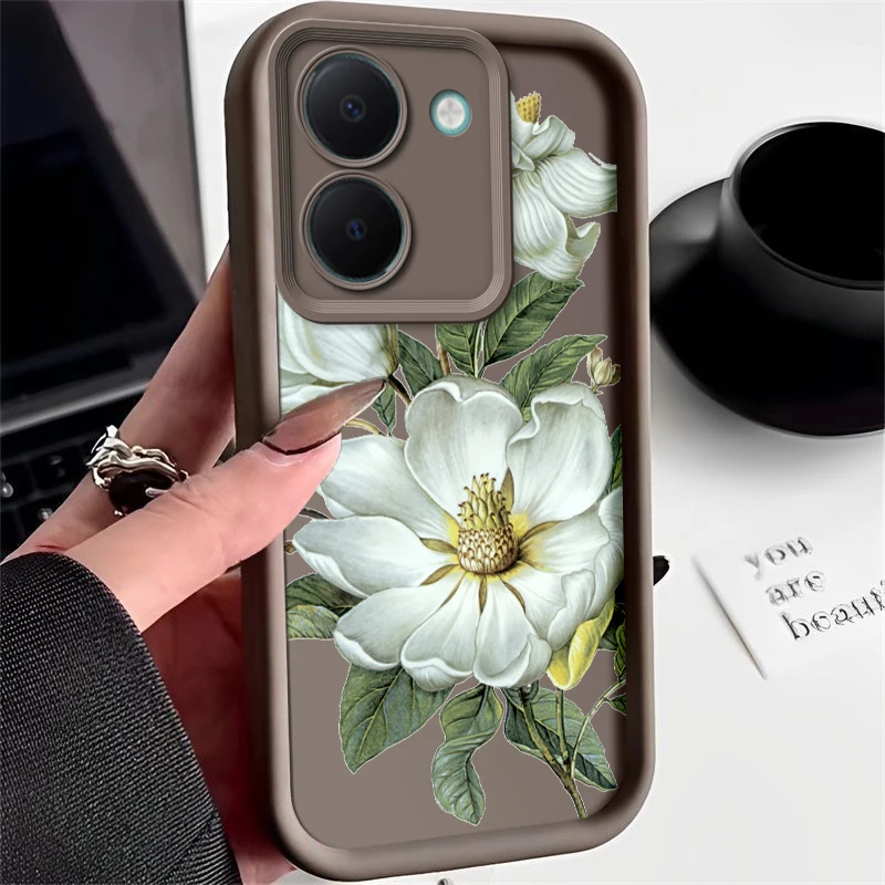 Flower Painted Phone Case For Vivo Y27 5G Y27s Y36 Y78M Y77t Silicone Anti Drop Soft Cover Funda